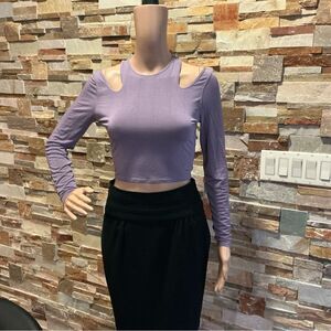 Lululemon Athletica Purple Fitted Crop Top with Cut-Out